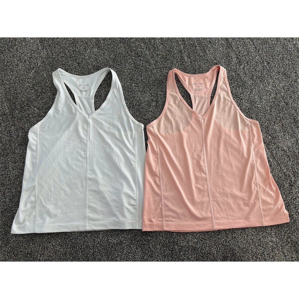Goal Five Tank Tops Womens Size S Lot of 2 Pink White Racerback Athletic